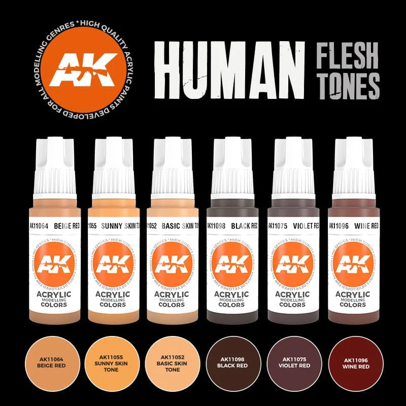 AK Interactive 3rd Gen Acrylics Paint set - Human Flesh Tones - Image 3