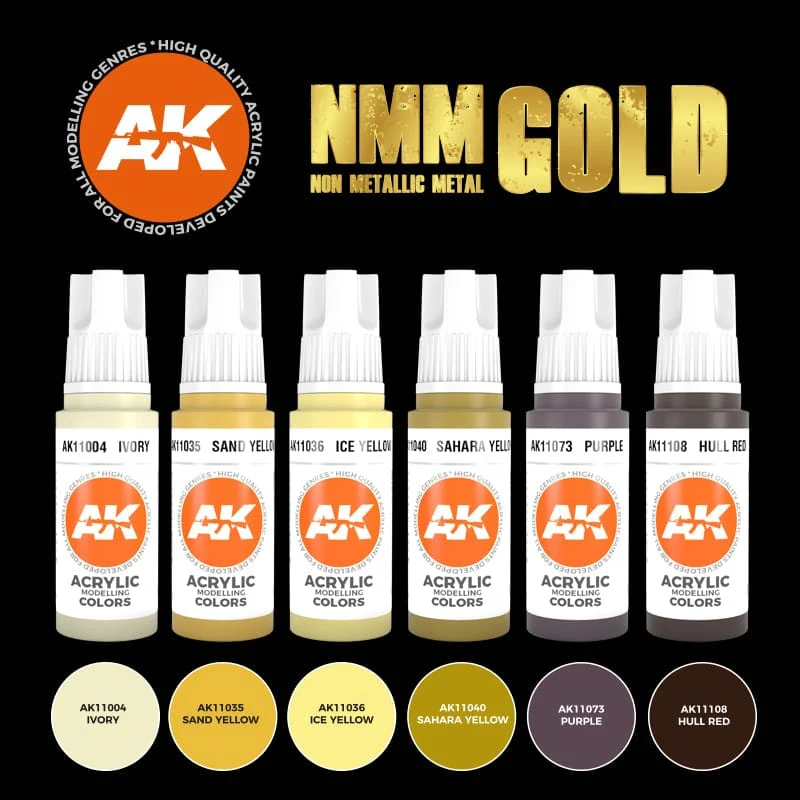 AK Interactive 3rd Gen Acrylics Paint set - NMM Non-Metallic Metal GOLD - Image 3