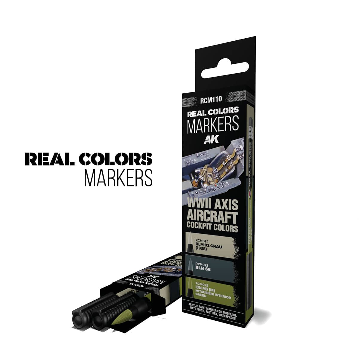 AK Interactive Real Colors Markers Set x3 - WWII Axis Aircraft Cockpit Colors