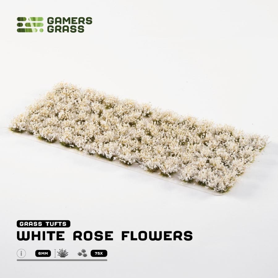 Gamer's Grass Tufts -  White Rose Flowers